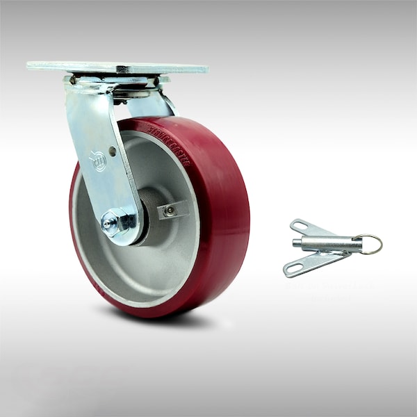 6 Inch SS Poly on Aluminum Swivel Caster with Ball Bearing and Swivel Lock SCC